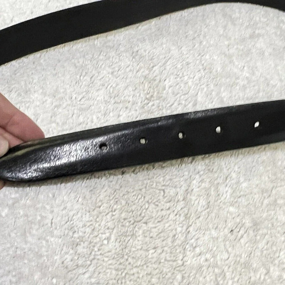 Mens Black Thick Leather Belt 36 Silver Buckle 1”Vintage Classic Grunge Goth - Picture 7 of 11